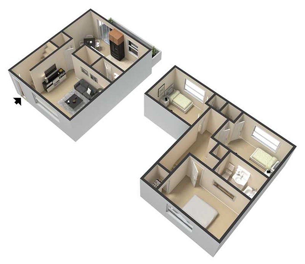 Beautiful and spacious 3 bedroom 1.5 bathroom unit with updated kitchen and eat-in dining room.