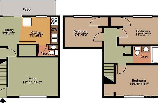 Beautiful and spacious 3 bedroom 1.5 bathroom unit with updated kitchen and eat-in dining room.